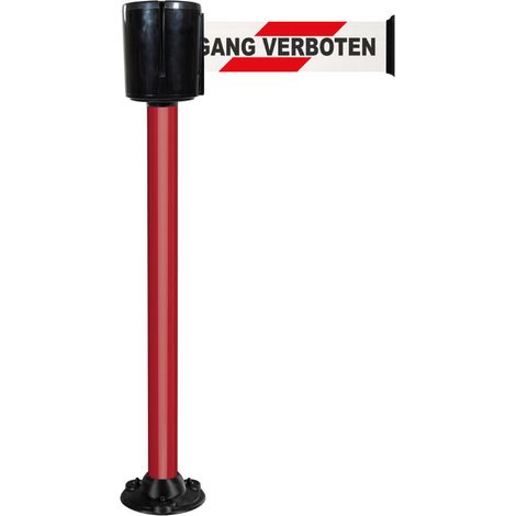 Poteau à sangle alu rouge NO ACCESS, ACCES INTERDIT, ZUGANG VERBOTEN 10m x 100mm socle fixe - 2801393 (1/3)