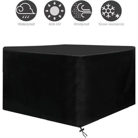 Housse Salon de Jardin Imperméable Housse de Protection Meubles Couverture de Jardin pour Table 120 x 120 x 74cm - Noir (1/4)