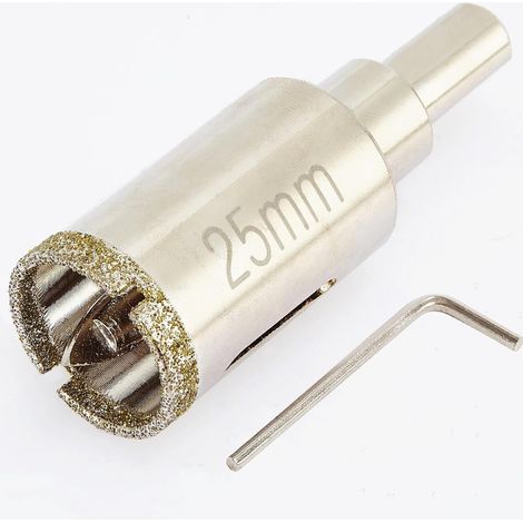 Scie cloche diamant de 25mm avec foret pilote, pointe pour carrelage de 25mm avec foret de guidage au centre pour verre, porcelaine, carrelage, céramique, marbre et granit (1/5)