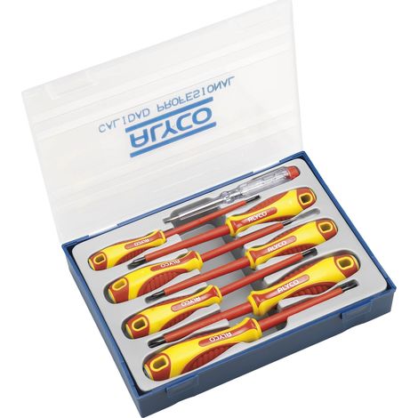 Juego de 8 destornilladores aislados VDE en caja de plástico ALYCO (1/5)