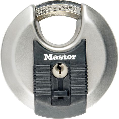 MASTER LOCK Disc-Vorhängeschloss [Schlüssel] [Edelstahl] [Außenbereich] M50EURD - Ideal für Lagerräume, Garagen etc. (1/4)