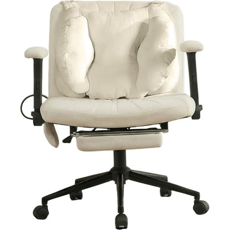 Sedia ufficio girevole beige in tessuto con poggiapiedi, regolabile, 150 kg MODENUIT (1/4)