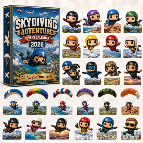 Calendrier sportif 2026, décorations de compte à rebours en acrylique à suspendre (24 jours), cadeau de Noël original sur le thème du sport pour les fans et les collectionneursParachute-WOODTOR (1/2)