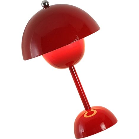 Lampe de table LED minimaliste à intensité variable pour bars, chambres, restaurants, coin lecture, avec prise en fer (3 couleurs d'éclairage changeantes et interrupteur à bouton), rouge vin (1/5)