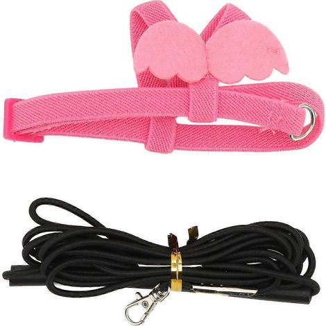 Harnais pour oiseau avec laisse anti-morsure, réglable, ultraléger, avec cordon de serrage, compatible avec le dressage des perroquets, rose, taille S. (1/5)