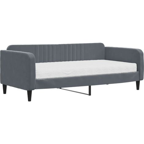 Maison Exclusive - Lit de jour avec matelas gris foncé 90x190 cm velours (1/5)