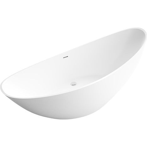 BERNSTEIN - Baignoire îlot acrylique ovale design 184x79x77cm Blanc mat + Bonde et trop plein - VICE 2.0