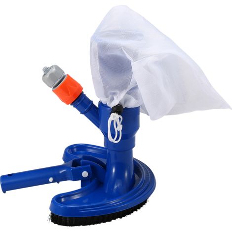 Tête d'aspirateur de piscine avec poignée à clip et sac à cordon. Brosse de nettoyage flexible pour piscine. Outils de nettoyage de surface pour piscine. Enlève les débris. Nettoie les coins. (1/2)