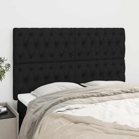 vidaXL Tête de lit Noir 160x7x118/128 cm Tissu (1/5)