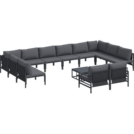 Maison Exclusive - Conjunto de sofás de jardín 13 uds. Negro Acer (1/5)