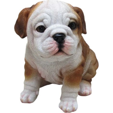 Dekofigur Bulldogge sitzend 17 x 16 x 12 cm weiß braun Dekofigur