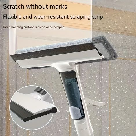 Kit de nettoyage de vitres 3 en 1 - Tige métallique résistante, grattoir inclus - Convient aux fenêtres, portes de douche et pare-brise de voiture - Qualité (1/5)
