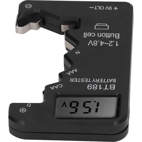 Battery Tester, LCD Digital Display Battery Tester for AA AAA 6F22 9V 1.5V (Black) (1/5)