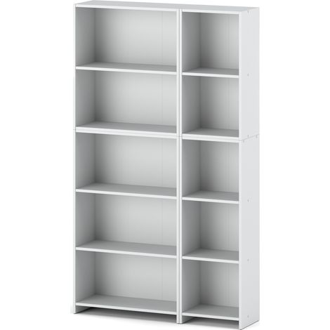 Bibliothèque blanche 110 cm – 5 étagères – Panneau laminé HDF – Bords ABS résistants – Design moderne pour bureau et rangement (1/5)