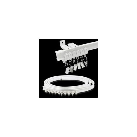 Rail de rideau de plafond (3 m), séparateur de pièce coulissant pliable et flexible, système de rail de plafond incurvé avec clips, alliage plastique de 2,9 m pour baie vitrée (1/5)