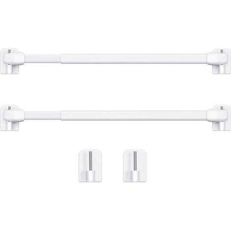 Tringle à Rideau en Plastique Réglable Tringle à Rideau Extensible pour Fenêtre Barres d'Armoire Tige de Tension Crochets de Tringle à Rideau Adhésive, 40-60cm (Blanc，2pcs)