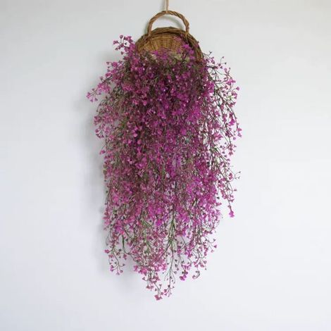 Flor artificial de 80 cm, planta artificial, tallo de vid, decoración de pared para bodas, hogar, bar, flor de plástico (color morado). Nota: La imagen muestra varios efectos. (1/2)