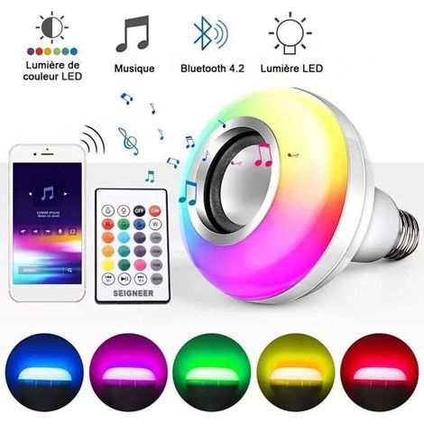 E27 LED-Lampe – Dimmbare RGB-Farben – Integrierter Bluetooth-Lautsprecher