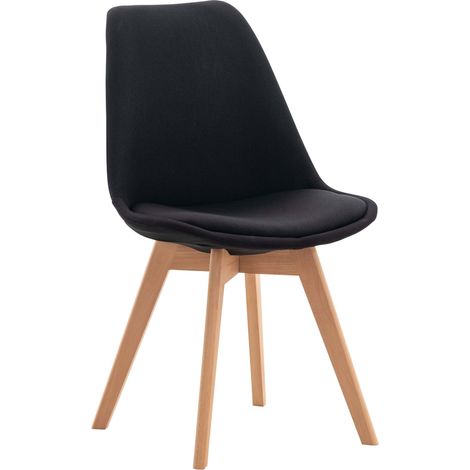 Chaise de salle à manger x1 design scandinave en tissu noir et pieds en bois clair 100002292
