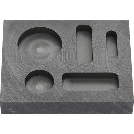 Graphit-Gussform, 3 rechteckige Löcher und 2 runde Löcher, hitzebeständig, für Metalle (Gold, Silber, Messing).