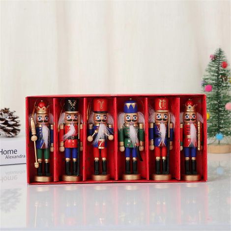 Lot de 6 casse-noisettes en bois de 13 cm, cadeau de Noël, article de décoration populaire sur Instagram. (1/4)