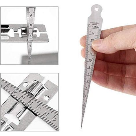 SABIR Jauge Conique 1-15mm 1/32-5/8" Acier Inoxydable Jauge de Soudage Conique Inch Métrique Palpeur Métrique Trou Mesure Outil (1/3)