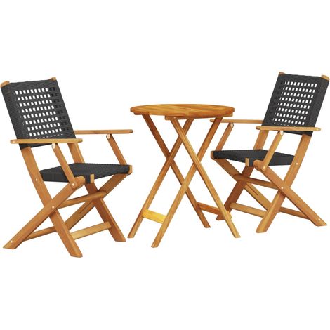 Maison Exclusive - Set da Bistrot 3 pz Nero in Polyrattan e Legno Massello