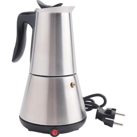 Cuisinière électrique Cafetière Moka Pot 6 Tasses Percolateur Cafetière électrique en Acier Inoxydable Classique Café Fabricant Prise Européenne (1/5)