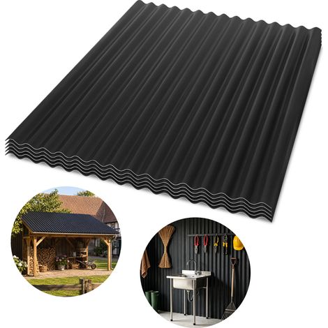 Randaco Lot de 5 plaques ondulées ASA gris anthracite 117 x 93 cm, 1,5 mm, résistantes UV, acides, alcalis et sels, pour toiture extérieure (1/5)