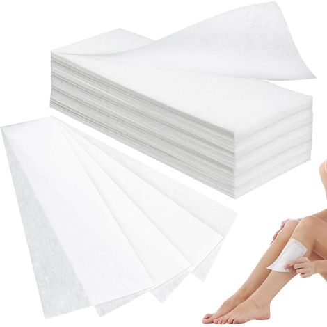 100 Non-Woven Strips for Hot Wax and Sugar Paste Non-Woven Wax Strips for Legs, Arms, Back, Armpits and Bikini Area (7 x 20 cm) (1/5)