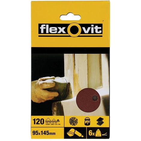 Detail Hook & Loop Sanding Sheets 95x145mm Fine 120G (Pack 6) FLV26409