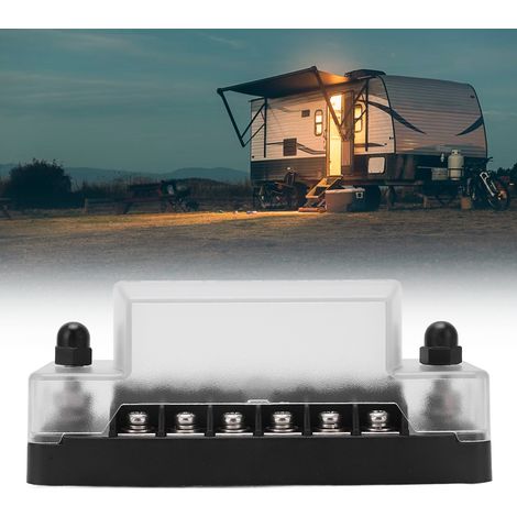 6-fach Flachsicherungskasten mit Minuspol, wasserdichter Schutzabdeckung und selbstklebendem Etikett, geeignet für 12V/24V Autos, LKWs, Boote und Wohnmobile. (1/5)