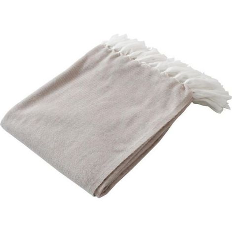 Plaid ou jeté de canapé jacquard 130 x 150 cm Doby beige (1/2)