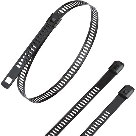 Serre-câble RS PRO Noir en Acier Inoxydable 316, 300mm x 7 mm