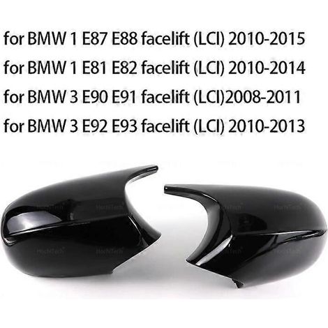 Außenspiegelkappen aus Kohlefaser, passend für BMW E90, E91, E92, E93, E81, E87, E82, E88, 3er, 1er, M-Serie – Schwarz (LCI)