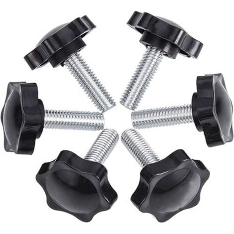 Papillon,Lot de 6 vis à oreilles M8 50 44 vis à oreilles, pinces à vis moletées en plastique pour bouton étoile (1/4)