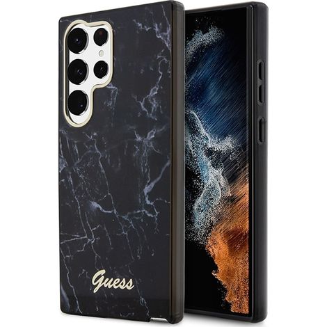 Guess GUHCS23LPCUMAK S23 Ultra S918 schwarz/schwarzes Hartschalenetui Marmor (1/5)