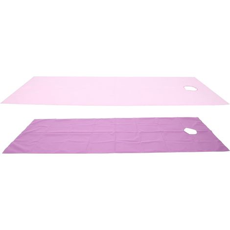 Drap de Lit pour Salon de beauté, Couverture de Lit pour Table de Massage SPA, 75x200cm, Type à Trou Ouvert (Violet et Rose) (1/5)