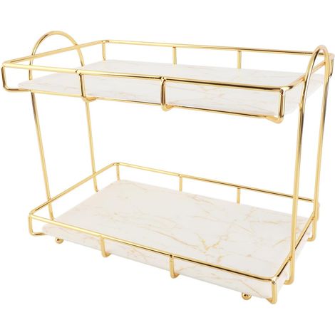 Right Bathroom Storage Shelf Humanized Structure Gold Tiered