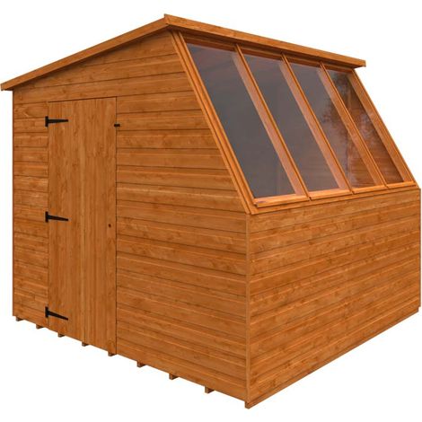 8x8 Jewel Potting Shed 12mm Shed - L235 x W235 x H217 cm - Solid Wood/Softwood/Pine - Burnt Orange