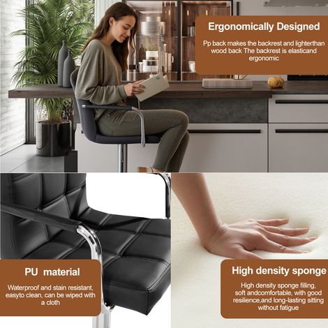 FLITI Adjustable PU Leather Bar Stool, 360° Swivel, with Backrest and Footrest for Kitchen (1/5)