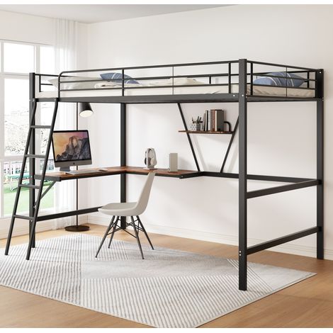 Letto struttura letto 90x200 con scrivania nero OKMYHOME