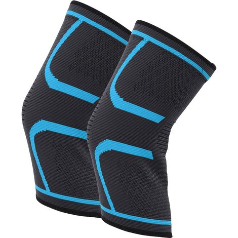 Genouillère de Compression pour Course à Pied, Fitness et Cyclisme - Bleu Clair Taille M (1/5)