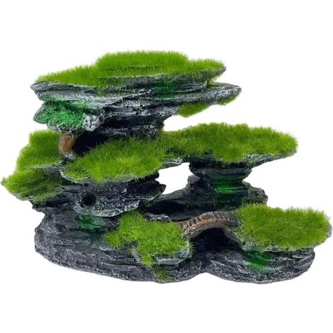 2 Stück Aquarium-Steinansicht, Kunstharz, Aquarium-Dekoration, Betta-Höhlen, Steingarten-Landschaft, Felshöhle für Fische, Steingarten