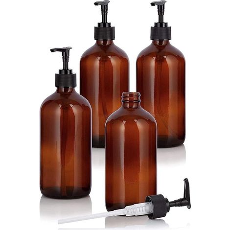 Set of 4 PET Plastic Soap Dispensers, 500ml, Black Lotion Pump, Ideal for Kitchen and Bathroom (1/4)