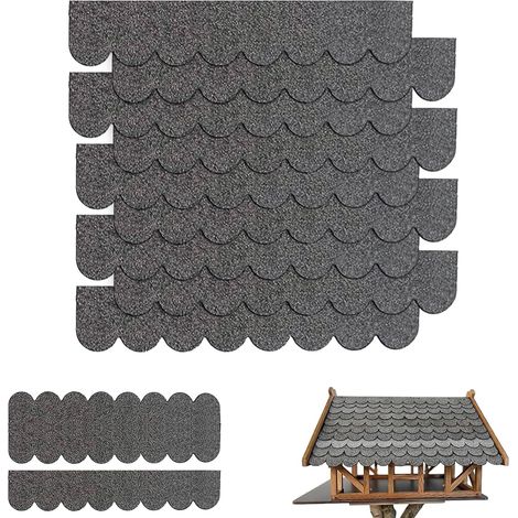 53 Bardeaux de Toiture Bitume Auto-Adhésifs, Mini Tuiles de Toiture pour Abri de Jardin, Nichoir, Boîte aux Lettres, Niche pour Chien – Imperméable, Résistant aux Intempéries, Pose Facile (Feutre) (1/5)