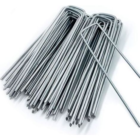 Piquet de Fixation pour Toile de Paillage, 50 Piquets de Jardin en Forme de U, pour Bache Anti Herbes, Sardines Camping, Clture de Jardin, 150 MM de Long, 20MM de Large, 3 MM de Diamètre (1/5)