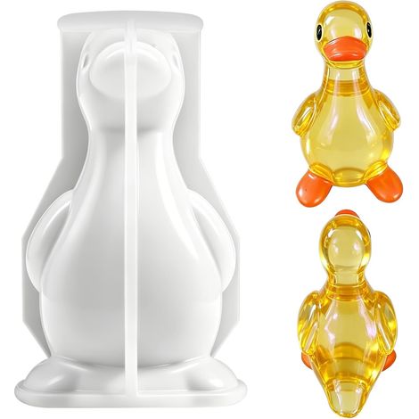 Moule en silicone 3D en forme de canard pour résine, moules de coulée époxy animaux mignons avec démoulage facile, loisirs créatifs, jouet anti-stress, fabrication de savons et (1/5)
