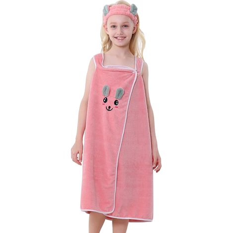 Serviette de bain pour enfant fille avec capuche absorbante sept à douze ans accessoire de plage (1/5)