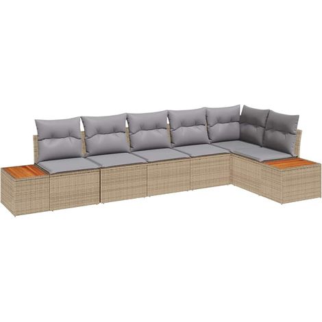 Maison Exclusive - Set Divano da Giardino con cuscino 6 pcs Beige Poly Rattan